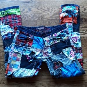 Patchwork Buttonfly Denim & Cotton Jeans